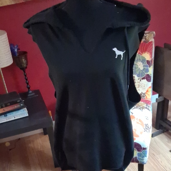 PINK Victoria's Secret Black Hoodie with White Logo - Picture 2 of 3